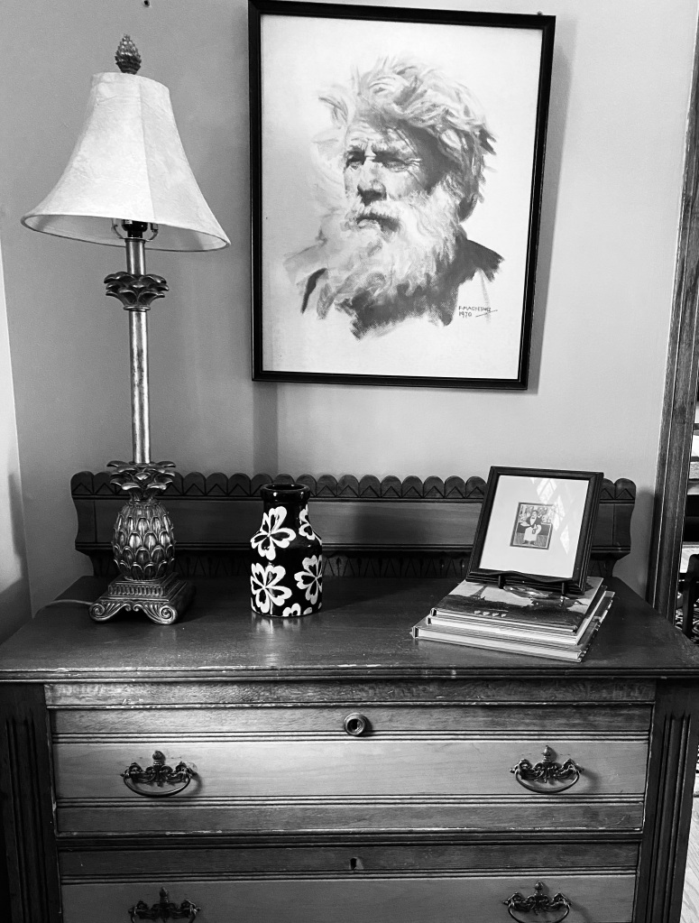 Antique dresser and decorative objects
